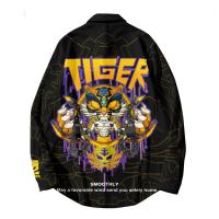 ；【‘；- Large Size XXS-4XL Chinese Style Cyberpunk Tiger Mens Top Print Long Sleeve T-Shirt Hip Hop Streetwear Samurai Clothes