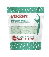 Plackers Micro Mint ไหมขัดฟัน รสเฟรชมินต์ ไม้จิ้มฟันแบบพับได้ ขนแปรงละเอียด จัดเก็บง่ายพร้อมซีลซิปล็อค 300 ชิ้น