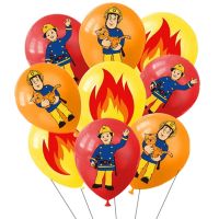 【hot】₪  10/50Pcs Fireman Sam Balloons Kids Boys Firefighter Birthday Supplies Truck Theme Baby Shower