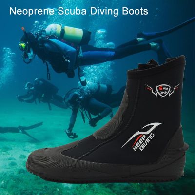 รองเท้าลุยน้ำสน็อกเกิลสำหรับดำน้ำลึกรองเท้าดำน้ำ,รองเท้ากันน้ำกันลื่นขนาด5มม. รักษาความอบอุ่น