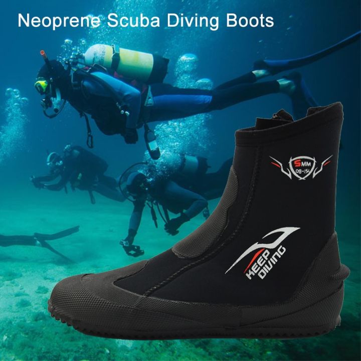 รองเท้าลุยน้ำสน็อกเกิลสำหรับดำน้ำลึกรองเท้าดำน้ำ-รองเท้ากันน้ำกันลื่นขนาด5มม-รักษาความอบอุ่น