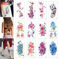 HW 3D Rose Flower Tattoo Stickers Waterproof Temporary Women Summer Arm Shoulder Flowers Stickers