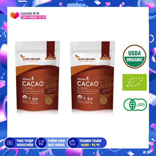 Bột cacao criollo hữu cơ peru nguyên chất 2 gói - ảnh sản phẩm 1