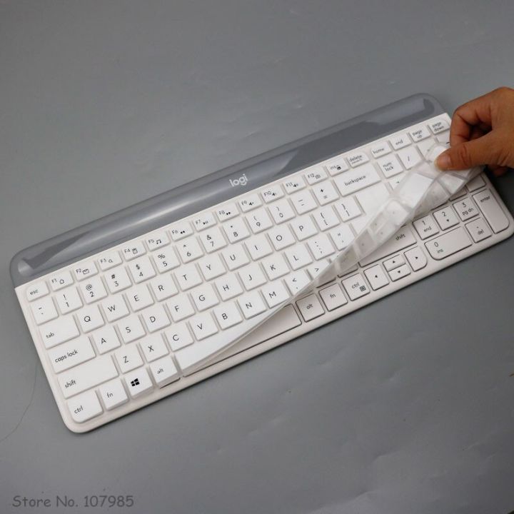 แป้นพิมพ์ไร้สายกันฝุ่นล้างทำความสะอาดซิลิโคนแป้นพิมพ์ตั้งโต๊ะผิวที่อุปกรณ์ป้องกันฝาครอบสำหรับ-logitech-mk470-k580