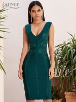 【YF】 Adyce 2023 New Summer Tank Bodycon Bandage Dress Women Sexy Sleeveless Lace V Neck Club Celebrity Evening Party Dresses Vestidos