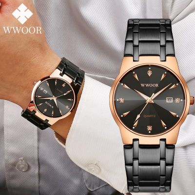 WWOOR New Business Watch For Men Waterproof Stainless Steel Male Quartz Wristwatch Top Luxury Men Clock Fashion Relogio Feminino