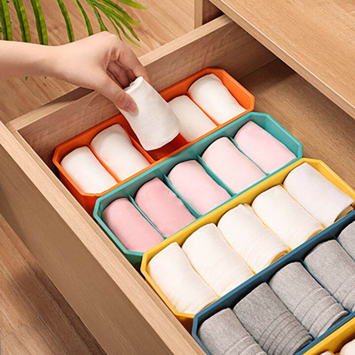 stackable-socks-and-underwear-storage-box-multi-function-plastic-5-compartments-underwear-boxes-drawer-organizers-free-shipping