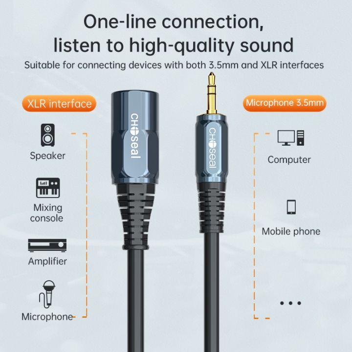 choseal-3-5mm-to-xlr-splitter-audio-cable-trs-stereo-male-to-2xlr-male-interconnect-audio-microphone-cable-y-splitter-adapter