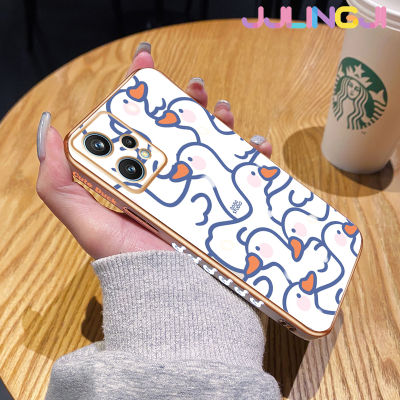 Jlingji เคสสำหรับ Realme 9 Pro Plus 5G V25 V23i V23 5G Narzo 50 Pro OPPO เคส A56s การ์ตูนน่ารักสวยสีขาวหงส์ดีไซน์ใหม่ด้านข้างเคสโทรศัพท์ซิลิโคนฝาปิดเลนส์เต็มกล้องป้องกันกล่องกันกระแทกเคสนิ่ม