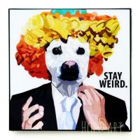 Dog หมา STAY WEIRD รูปภาพ​ติด​ผนัง​ pop art พร้อมกรอบและที่แขวน สุนัข สัตว์เลี้ยง แต่งบ้าน ของขวัญ กรอบรูป รูปภาพ