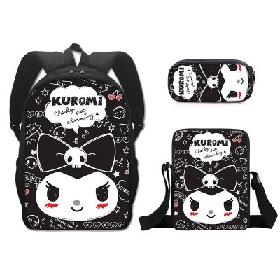 3Pcs Kawaii Kuromi Large Capacity Backpack Cinnamorol Square Bag Anime Cosplay Bag Travel Bag School Student Girl Gift