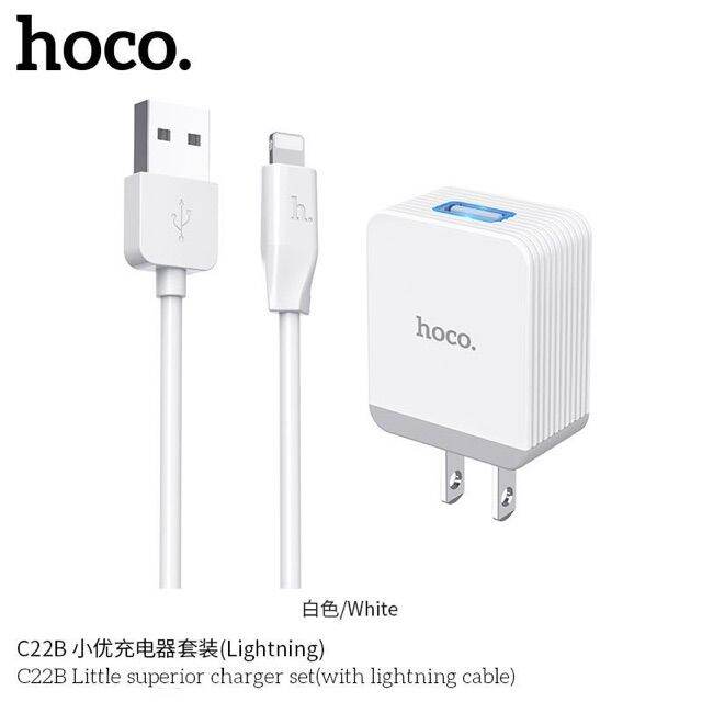 hoco-c22b-ของแท้-100-สายชาร์จพร้อมปลั๊ก-king-kong-charger-set-1usb-สายยาว-1เมตร-3-0-max-สำหรับ-iphone-micro-usb-สายชาร์จ-type-c-สายชาร์จโทรศัพท์-สาย-ฟาสชาร์จ-typ-c-สายชาร์จ