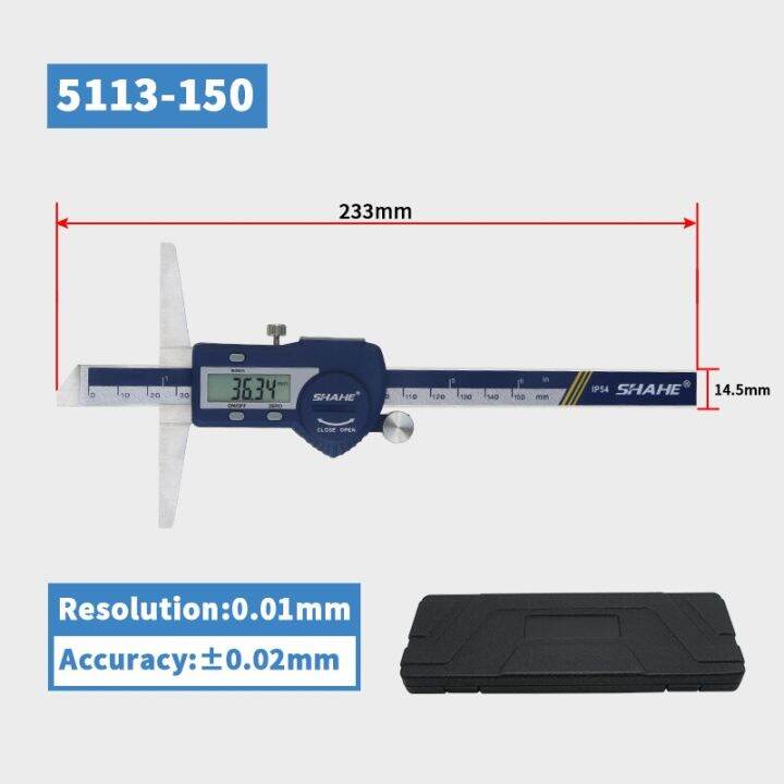 150มม-6-นิ้วเหล็กกล้าไร้สนิมความลึกดิจิตอลเครื่องวัดระยะเวอร์เนียเครื่องวัดความลึก-meteran-mini-เครื่องวัดความลึก