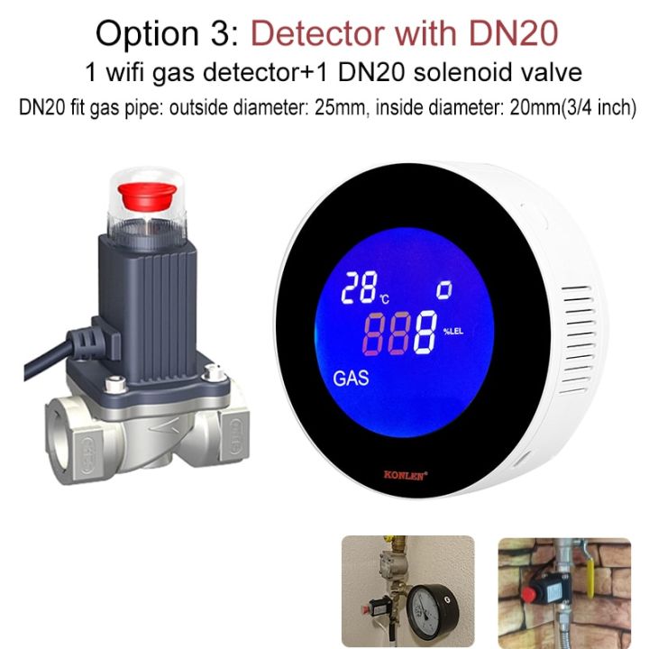 Wifi Tuya Lpg Natural Gas Detector With Electric Solenoid Valve Automatic Smart Control Shut Off 1843
