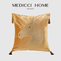 Medicci Home Gold Rhinestone Sqaure Pillow Case With Tassles European Luxury Accent Sofa Decorative Cushion Cover Free Shipping