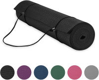 Gaiam Essentials Premium Yoga Mat with Yoga Mat Carrier Sling (72"L x 24"W x 1/4 Inch Thick) Black