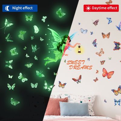 ▲♙ Zsz2511 luminous color butterfly English children room creative contracted sitting room the bedroom decorates wall wall stickers