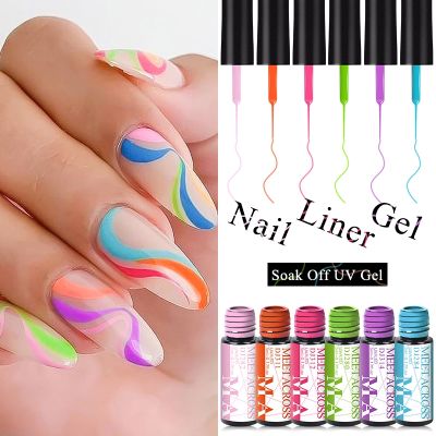 MEET ACROSS 5ml Nail Gel Polish 28 Colors Nail Art Line Polish Gel For UV/LED Paint Nails Pulling Line Silk Drawing Decoration