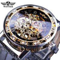 hot style Mens business mechanical watch with hollow Roman numerals creative diamonds personalized transparent bottom design trendy mens