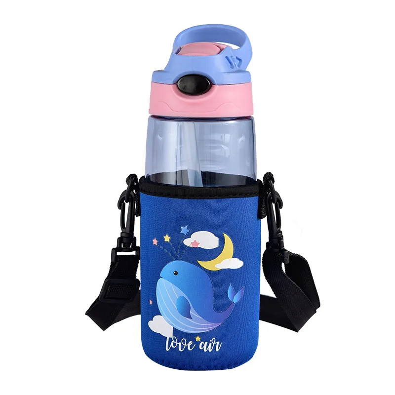 1pc 600ML Kids Water Bottle For School Boys Girls, Cup With Straw, Cute  Cartoon Leak-Proof Mug, Portable