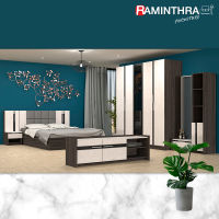 Raminthra Furniture ชุดห้องนอน 6ฟุต Victory2 ( เตียง 6ฟุต+ตู้ข้างเตียง+ตู้เสื้อผ้า 2ม.+โต๊ะแป้งยืน 80 ซม.+ชั้นวางทีวี 1.60ม. ) LV/FB/BK  Bedroom set