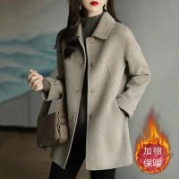 【YD】 Woolen Coat Loose Overcoat New 2023 Fashion Add Cotton Outerwear Trench Female