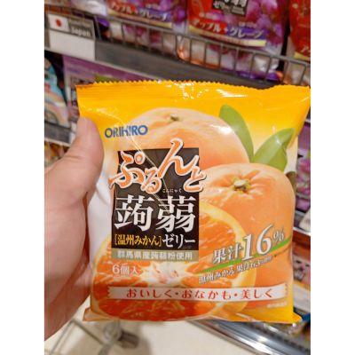 อาหารนำเข้า🌀 Japanese jelly jelly candy mixed with orange juice 18% HISUPA DK ORIHIRO PURUNTO KONJAC POUNCH ORANGE JELLY 120GOrange