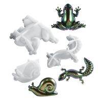 3D Lizard แม่พิมพ์ซิลิโคน DIY Handmade Home Art ตกแต่งเครื่องประดับอีพ็อกซี่เรซินแม่พิมพ์สัตว์กบ Snail ทำปูนปลาสเตอร์แม่พิมพ์-cijiha