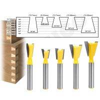 เครื่องตัดมิลลิ่งประกบ 5 ชุด 14 องศา 1/2－ก้านสําหรับตัดไม้ แกะสลักบิตสองขลุ่ยมืออาชีพ Dovetail Cutter
