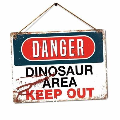 【YF】✌  Danger - Area Jurassic Keep Out Park Rex Metal Tin Sign Plate Wall 20x30cm