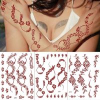 【YF】 Brown Henna Tattoos for Hand Waterproof Temporary Fake Tattoo Women Body Art Flower Hena Design Mehndi Stickers