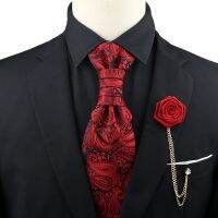 New Mens Premium Paisley Tie Brooch Set Red Black Blue Ajustable Neck Tie Luxury Classic Suit Tuxedo Groom Wedding Accessories Nails Screws Fasteners