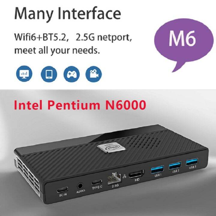 M6 11Th กระเป๋า Windows 11 Intel Pentium N6000คอมพิวเตอร์ขนาดเล็ก8/16GB ...