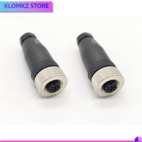 KLOMKZ 2Pcs 4พิน ขั้วต่อตัวเมีย M12 12mm ครับ ปลั๊กการบิน การประกอบภาคสนาม ขั้วต่อเซ็นเซอร์ อุปกรณ์สำหรับอุตสาหกรรม