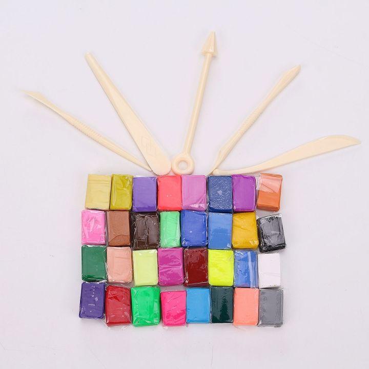 5-tool-32-color-oven-bake-polymer-clay-blocks-modelling-moulding-sculpey-tool-set-children-educational-toys-lks99