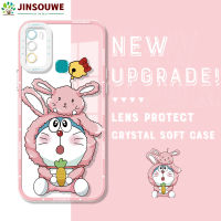 Jinsouwe เคสมือถือสำหรับ Infinix Hot 9 Play /X680เคสโทรศัพท์การ์ตูนโดราเอมอนคริสตัลเคสด้านหลังยางแบบนิ่ม