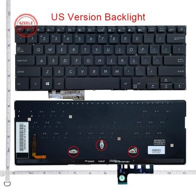 แป้นพิมพ์แล็ปท็อปสหรัฐอเมริกาสำหรับ ASUS UX331 UX331UN UX331FN UX331UA UX331UAL UX331FAL U3100 U3100U สีดำพร้อมแสงไฟ