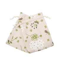 [NEW] 50Pcs Flower Tree Leaf Printed Packing Pouches Drawstring Bags Polyester Cotton Jewelry Drawstring Pouches Storage Organizer