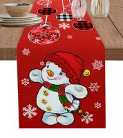 Christmas Snowman Snowflake Lights Table Runner Wedding Decor Table Runner Christmas Home Dining Table Decor Tablecloth