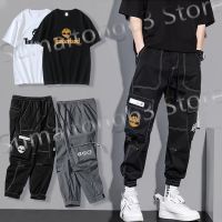 Men 39;s Cargo Pants T shirt Tank Top Man Sports Casual Pants Hip Hop large pocket Streetwear Harajuku Male Trousers Brand Clothing