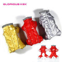 GLORIOUS KEK Dog Clothes Winter Waterproof Dog Overalls for Chihuahua Yorkie Reflective Thicken Warm GirlBoy Dog Puffy Coat Red