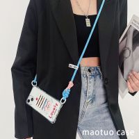 hot style suitable for iphone14 mobile phone case cross-body lanyard 13promax four-corner opening silicone 12 cake child 14pro single shoulder Korean xsmax new niche anti-fall