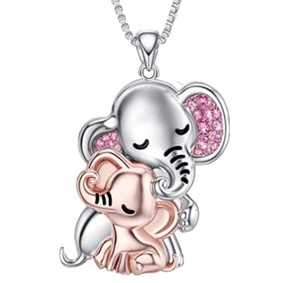【YF】 Moda mãe criança elefante colar de duas cores pingente noivado colares para mulheres animal jóias presente aniversário