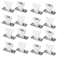 16Pcs Cord Lock Mechanism for 3 Line Swivel Type White Plastic and Stainless Steel Bracket for Roman Blinds