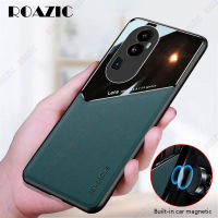 ROAZIC OPPO Reno 10 Pro Plus/Reno 10 Pro + 5G ปกหนังเคสโทรศัพท์จานแก้วโลหะในตัวรถเคสป้องกัน