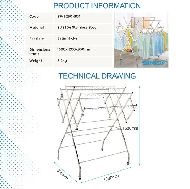 Sinor Stainless Steel Clothes Drying Rack BF-6250-304