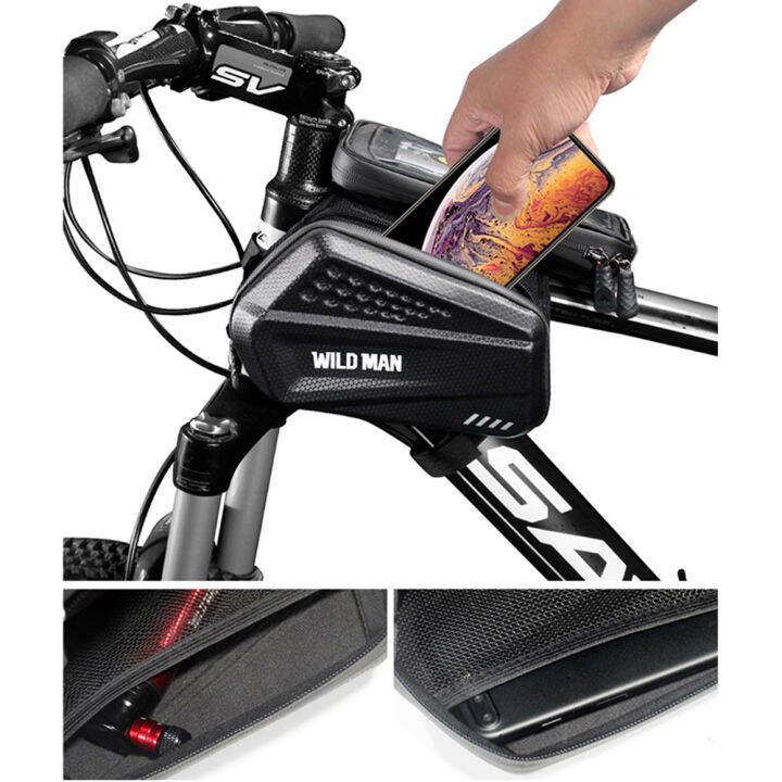 wild-man-กระเป๋าจักรยานกันน้ำ-mountain-land-bike-front-head-จักรยาน-double-pack-touch-screen-กระเป๋าจักรยานขี่อุปกรณ์เสริม