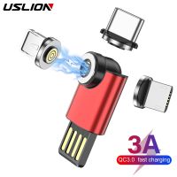 USLION 540 Rotate Mini Magnetic Charger For iPhone Huawei Xiaomi Samsung Cable Data Transfer USB Type C Mobile Phone Charging