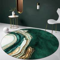 Dark green Modern Nordic Style Round Carpet Marble Pattern Print Bedroom Bedside Area Rugs Living Room Kids Play Tent Floor Mats