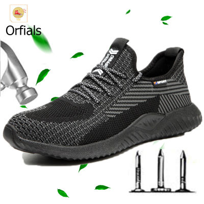 Orfilas 🍂🍂38-46!! รองเท้าเซฟตี้/เซฟตี้/รองเท้าเซฟตี้หัวเหล็ก/รองเท้าผู้ชายหัวเหล็ก/รองเท้าเซฟตี้ผู้หญิง/รองเท้าเซฟตี้กีฬา Flyknitting,รองเท้าทำงานที่ระบายอากาศได้